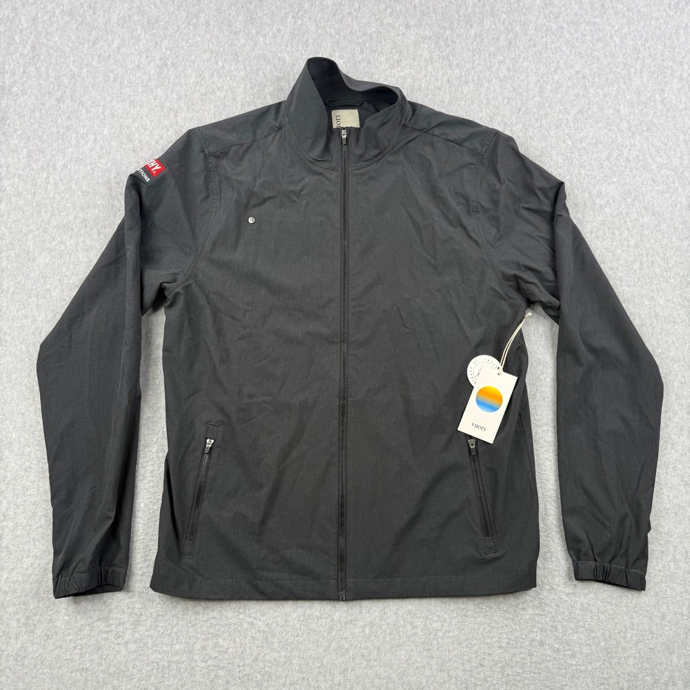 Vuori Jacket Mens Large Black Venture Track Linen Texture Lightweight Full Zip